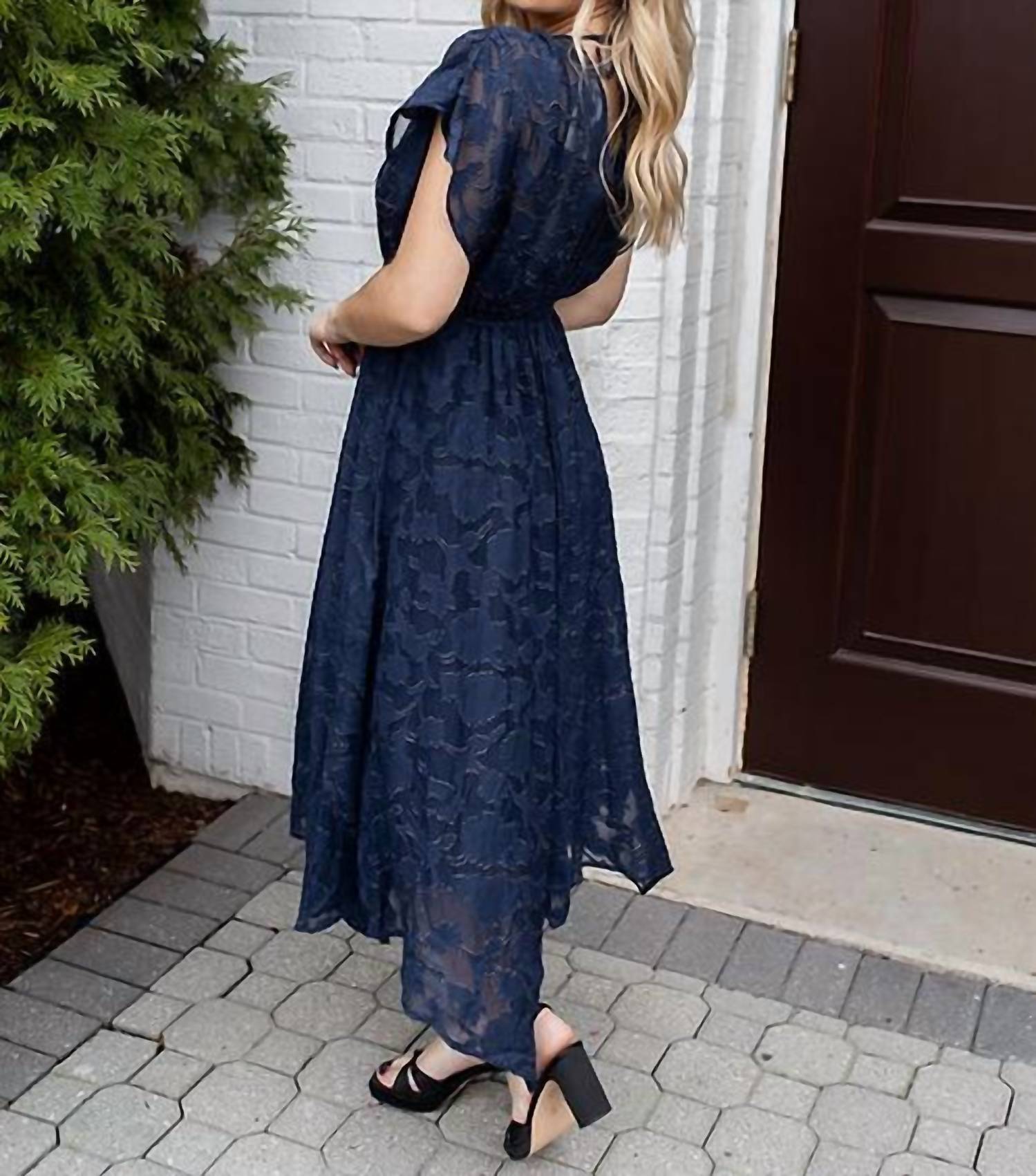 Lovestitch - Devon Foil Jacquard Handkerchief Midi Dress