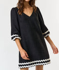 Lalavon - Tres Chic Boucle V-neck Dress