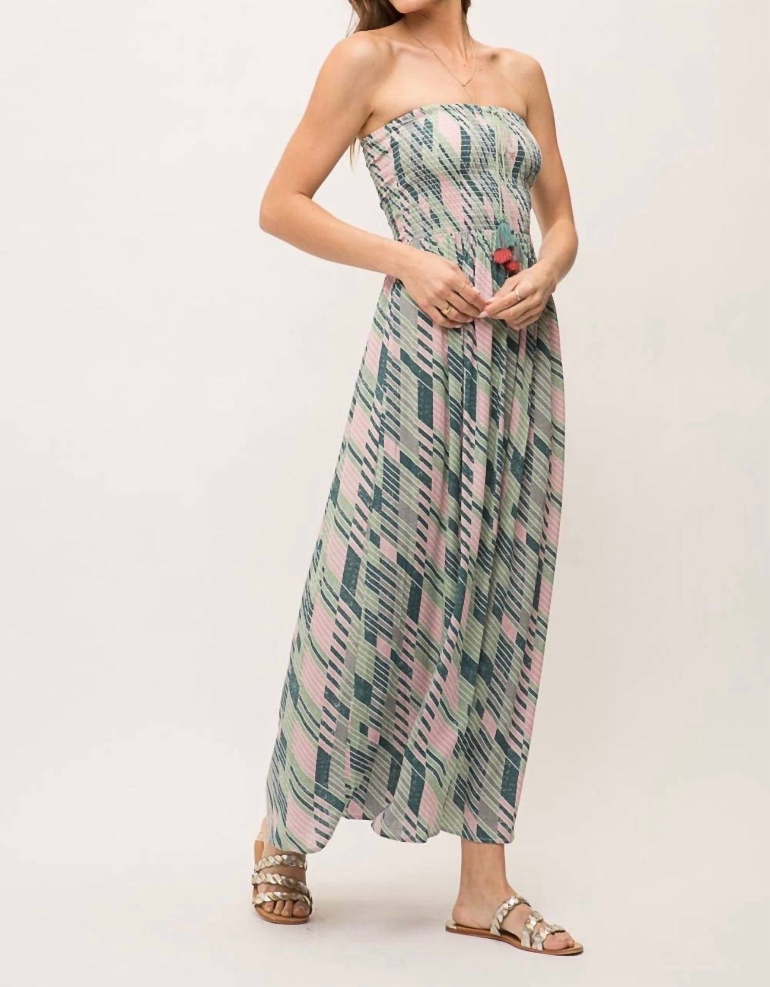 Mystree - Palm Tree Vibes Strapless Maxi Dress