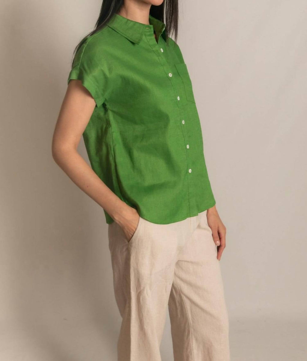 P.Cill - Linen Relaxed Short Sleeve Button Up Shirt