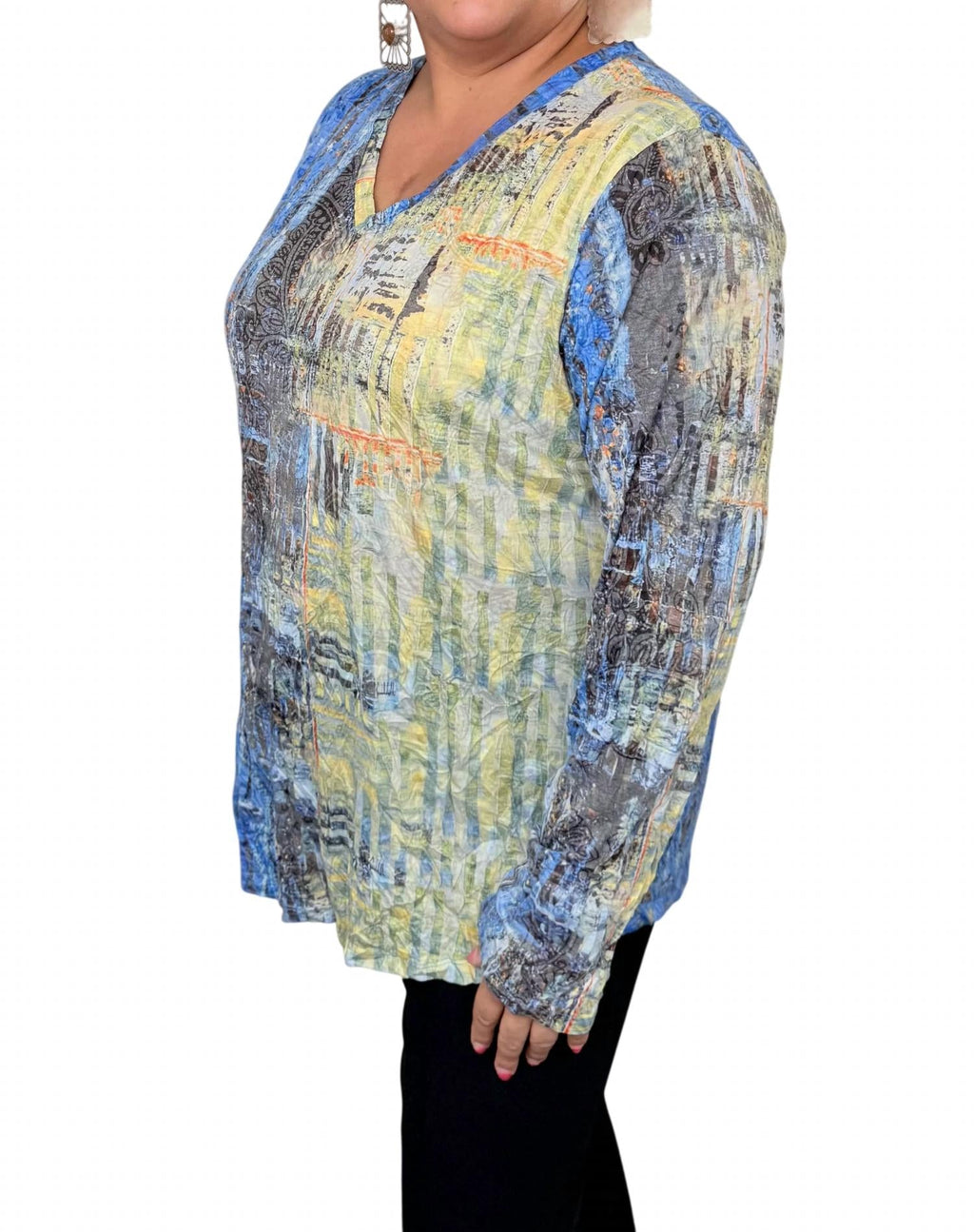 Shana Apparel - Long Sleeve Crinkle Tunic Top