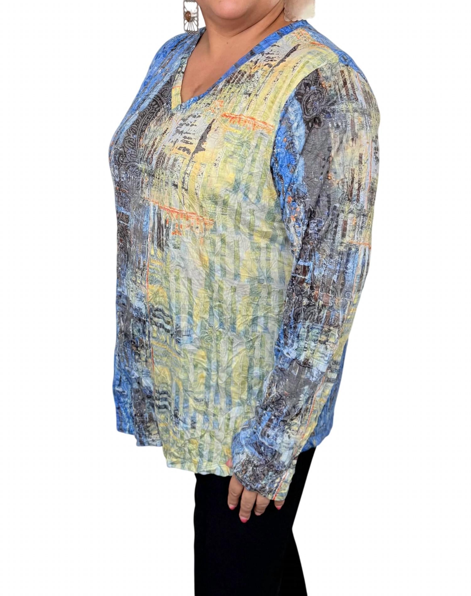 Shana Apparel - Long Sleeve Crinkle Tunic Top