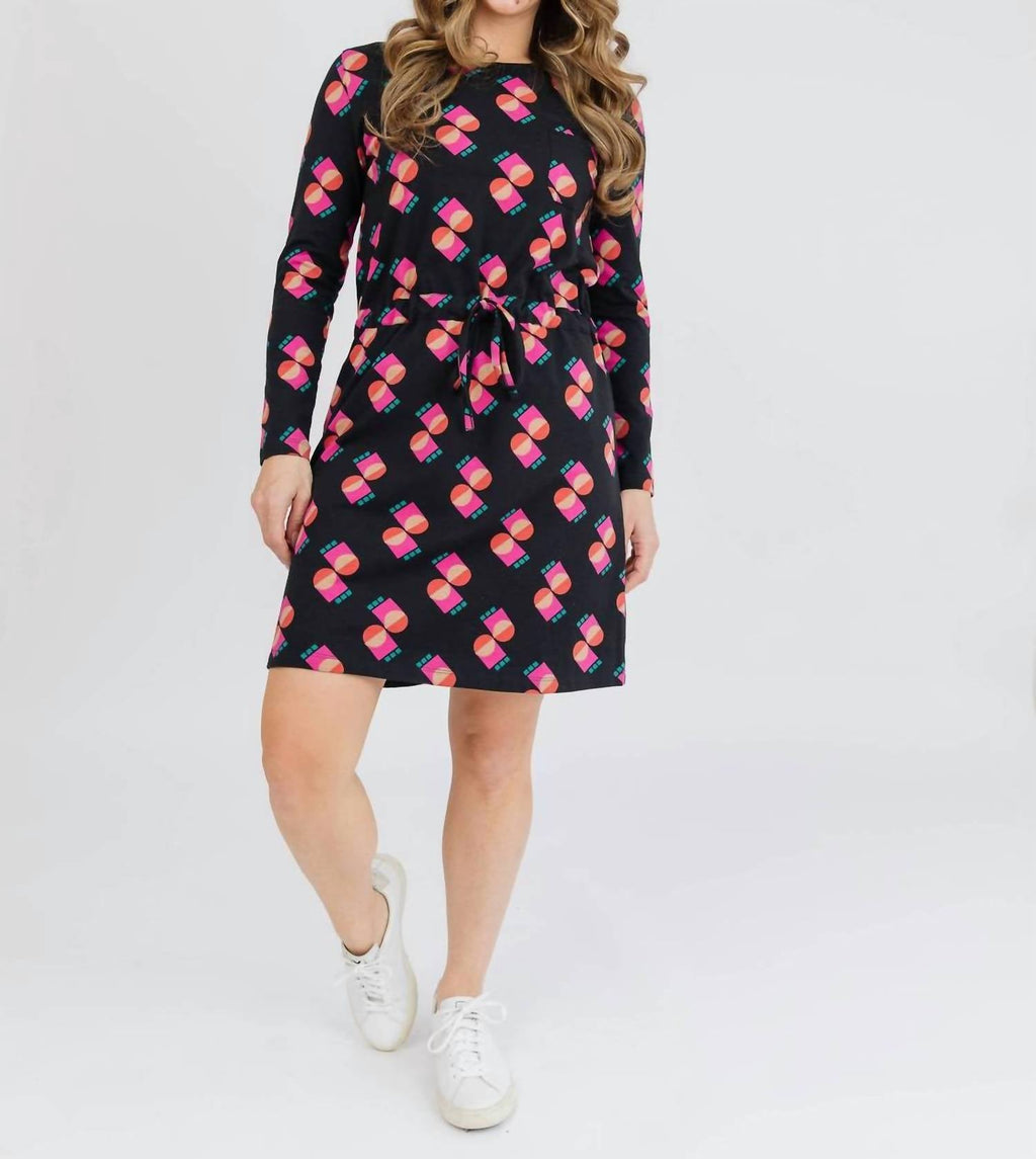 Mata Traders - Abby Long Sleeve Dress Memphis Shapes