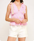 Strut & Bolt - Lemon Embroidery Bow Strap Top