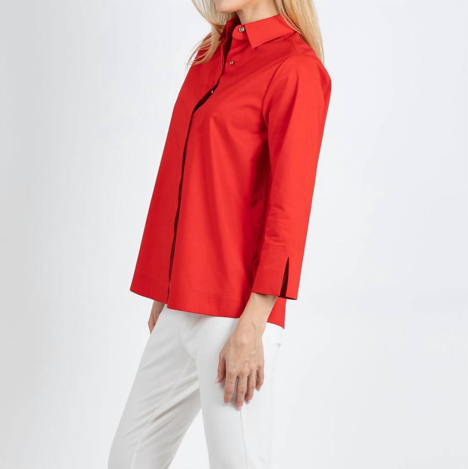 Hinson Wu - Xena 3/4 Sleeve Zip Back Shirt Top