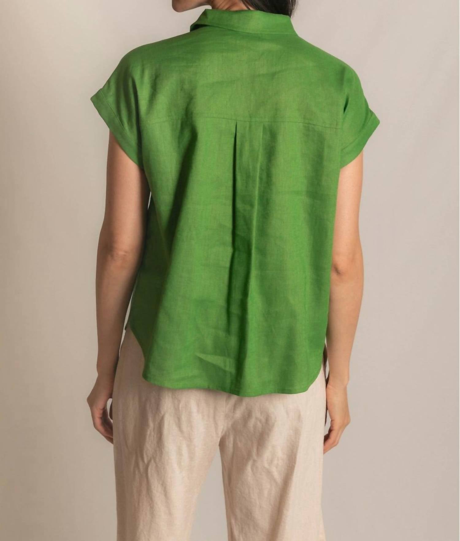 P.Cill - Linen Relaxed Short Sleeve Button Up Shirt
