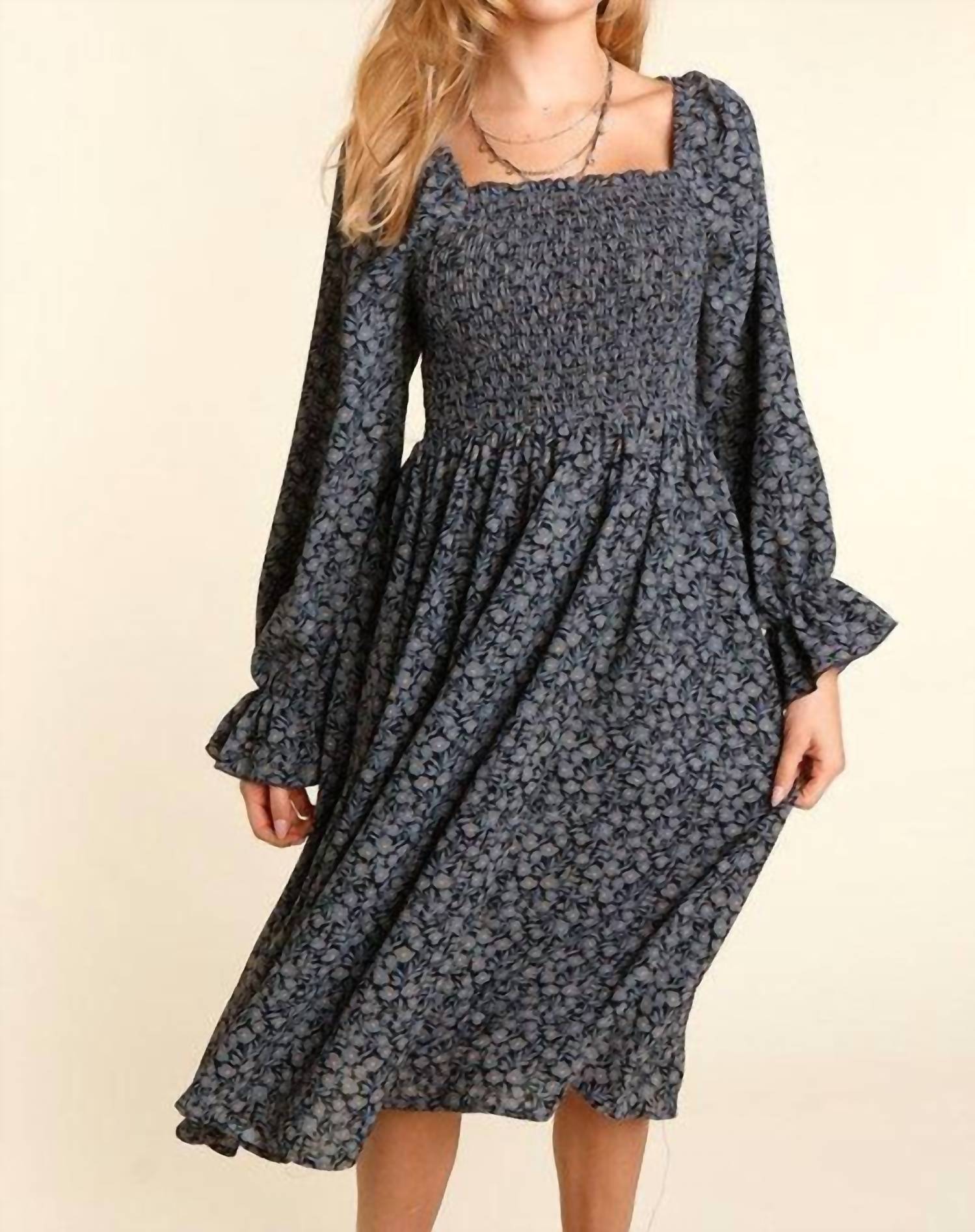 Haptics - Ditzy Flower Fit And Flare Babydoll Dress
