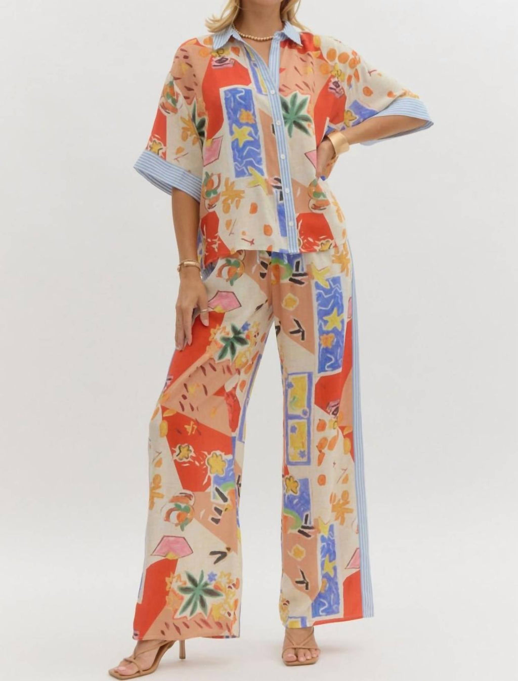 Entro - Valentina Button Front Top Top