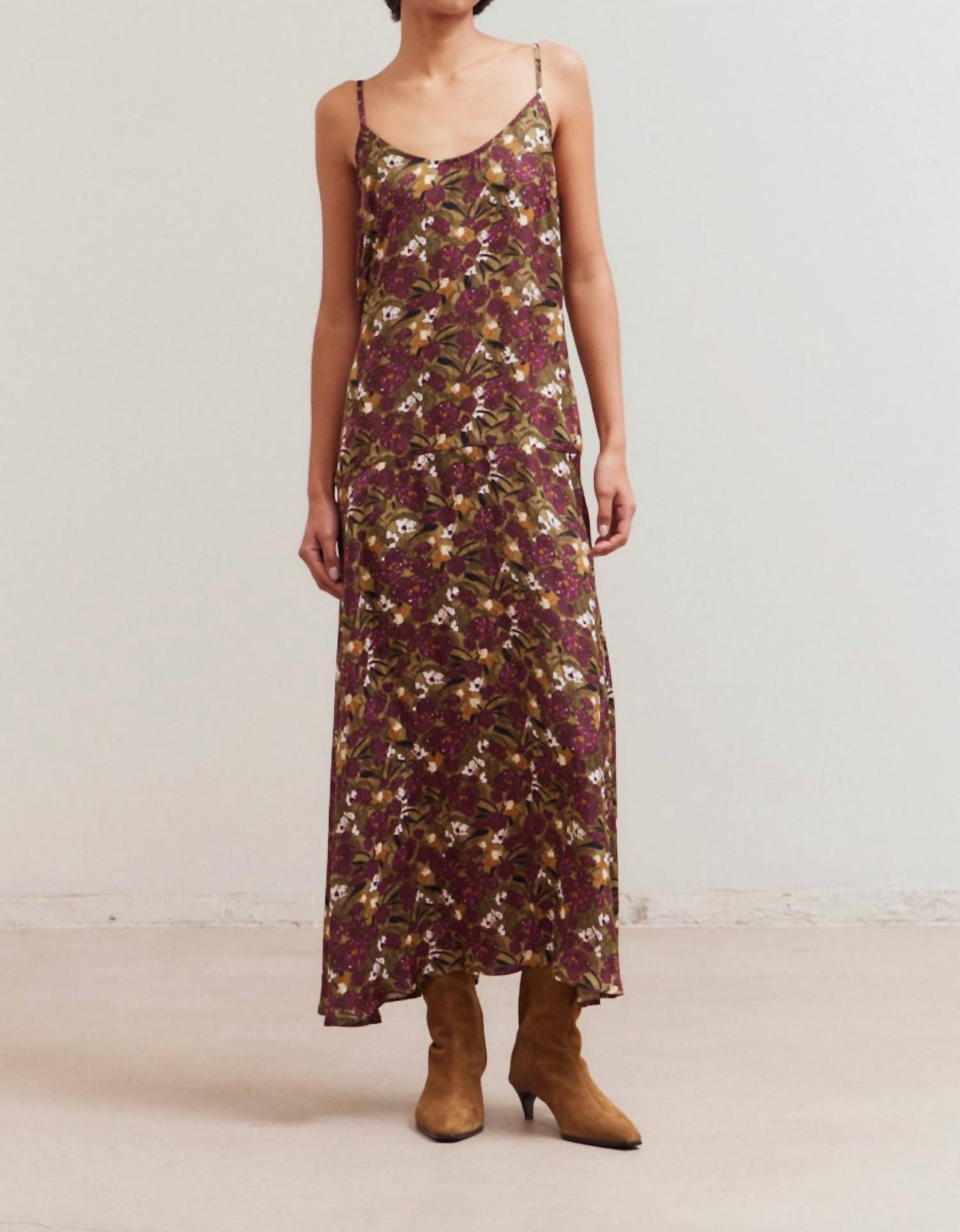 Grade & Gather - Women's Dark Jewel Sleeveless Floral Print Dress