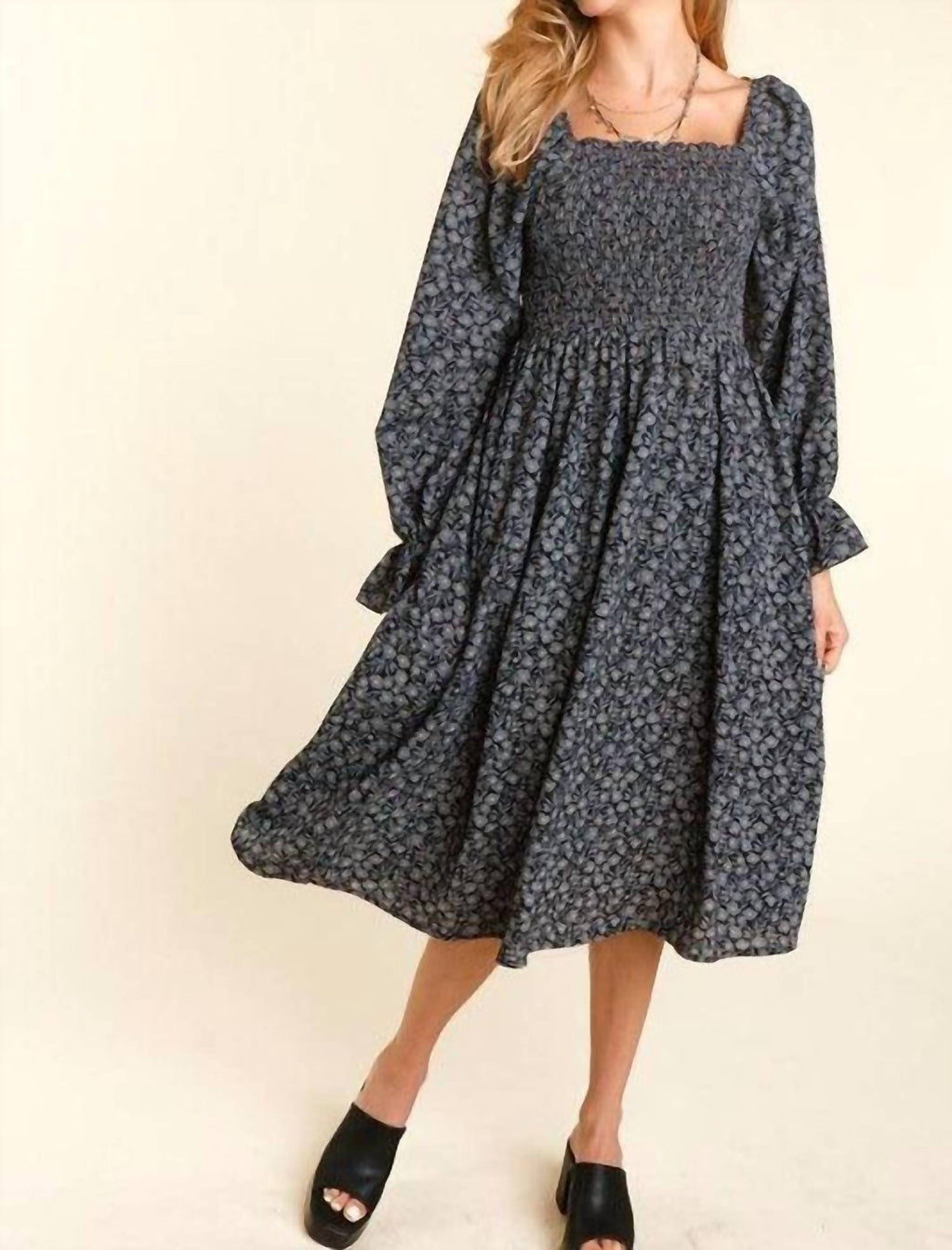 Haptics - Ditzy Flower Fit And Flare Babydoll Dress