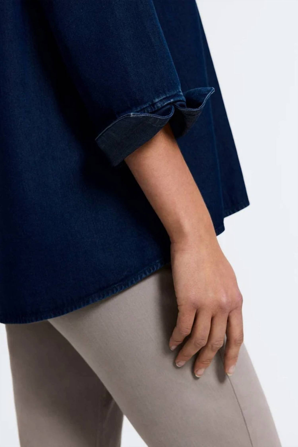 Foxcroft - Agnes Tencel Denim 3/4 Sleeve Popover Shirt