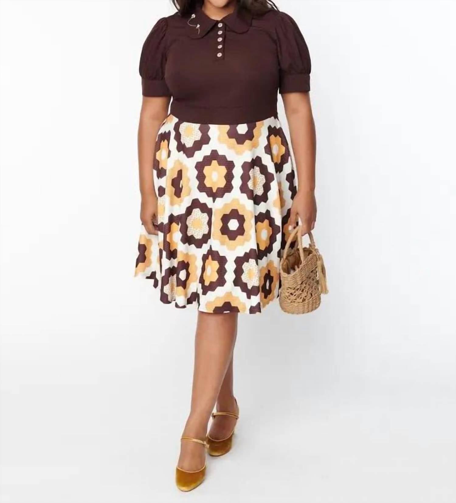 Unique Vintage - Honey Comb Pattern Flare Dress