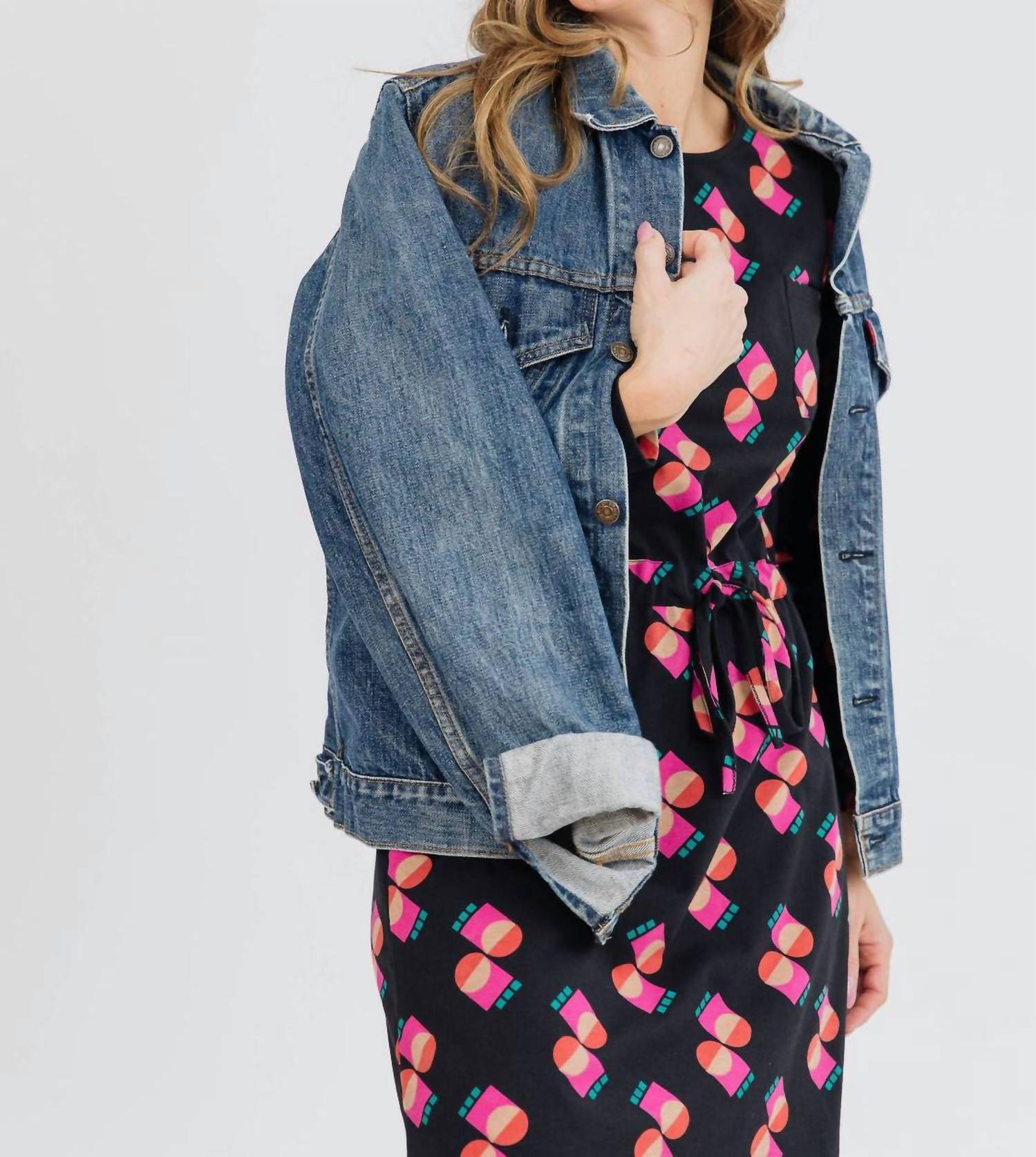 Mata Traders - Abby Long Sleeve Dress Memphis Shapes