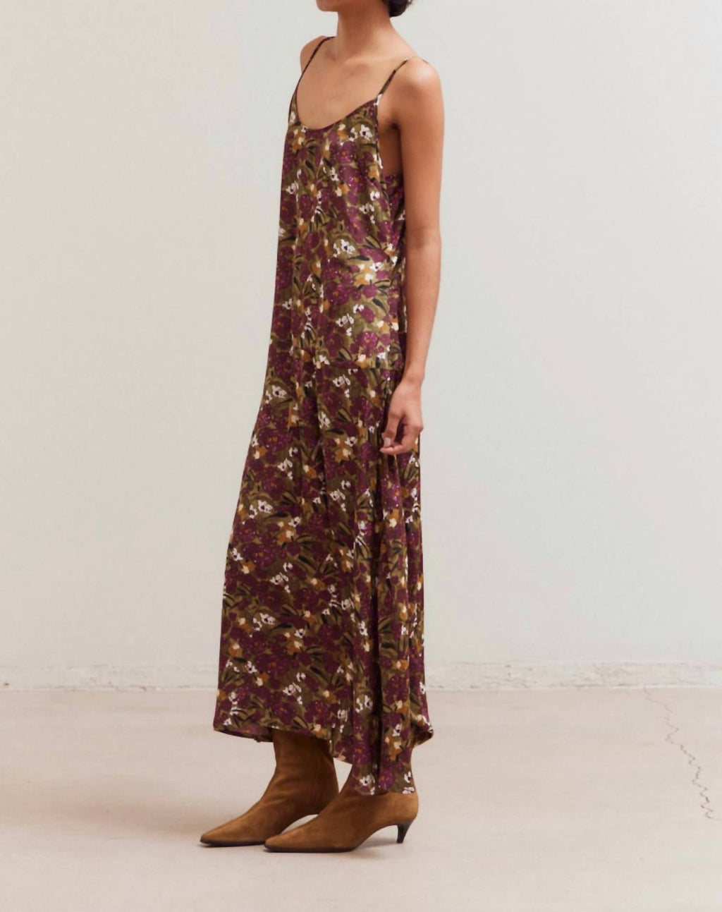 Grade & Gather - Women's Dark Jewel Sleeveless Floral Print Dress