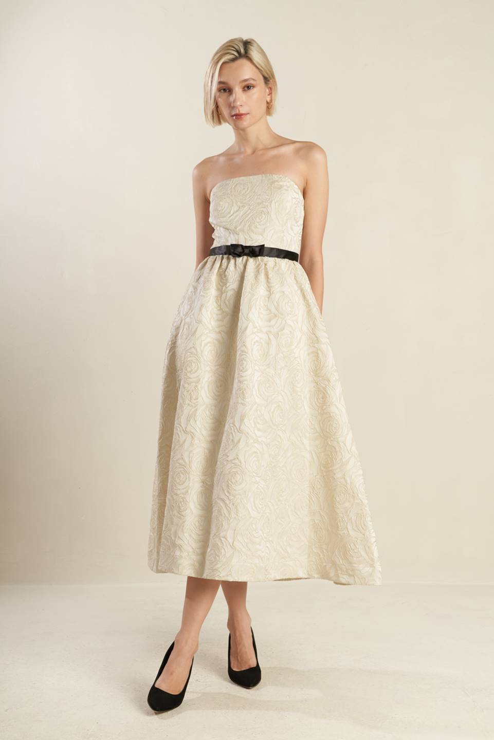 GET WHAT YOU NEED CHAMPAGNE MIDI DRESS - FINAL SALE