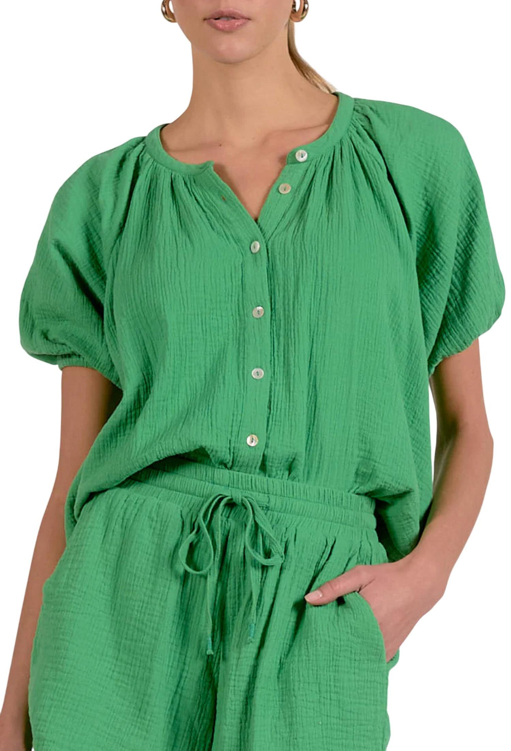 Elan - Short Sleeve Gauze Top