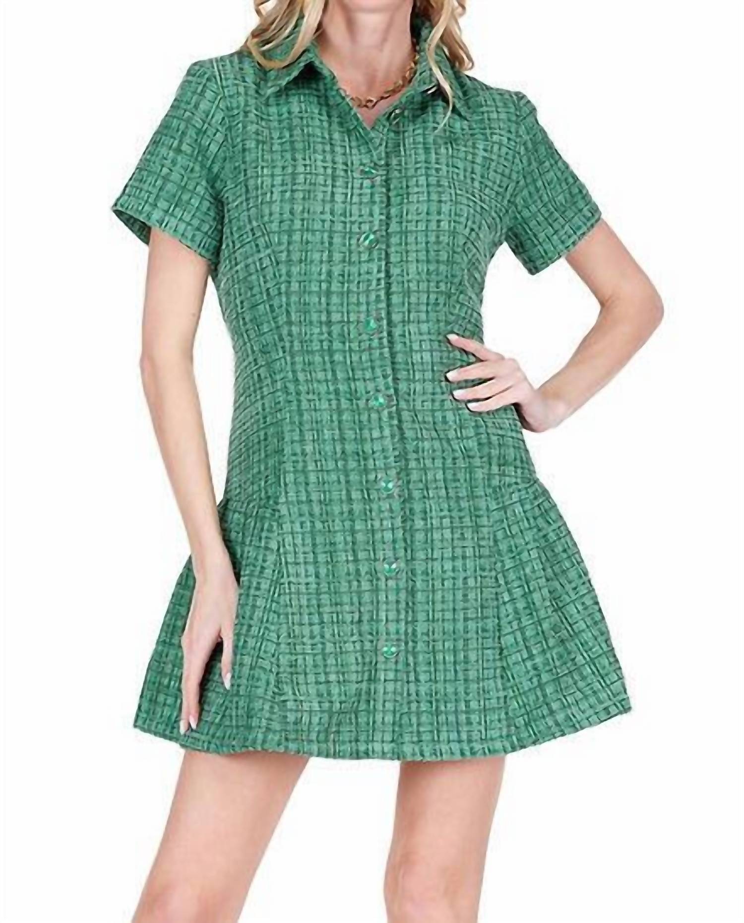 Joy Joy - Women's Pleated Hem Button Dress