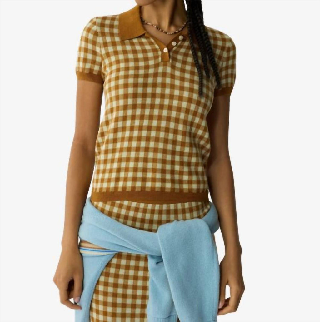 Guest In Residence - Gingham Shrunken Polo Top