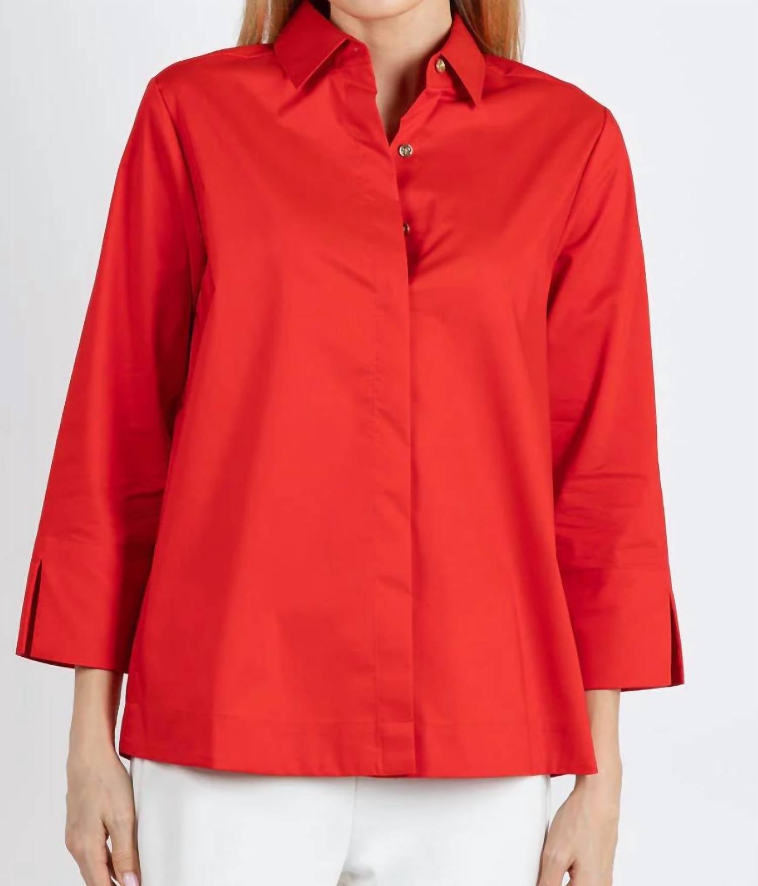 Hinson Wu - Xena 3/4 Sleeve Zip Back Shirt Top
