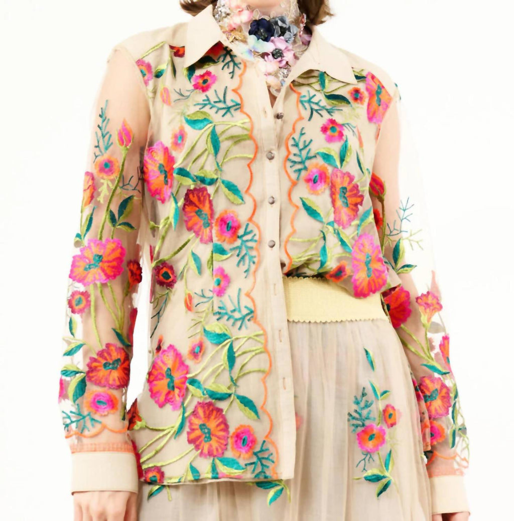 Aratta - Vintage Floral Embroidered Shirt