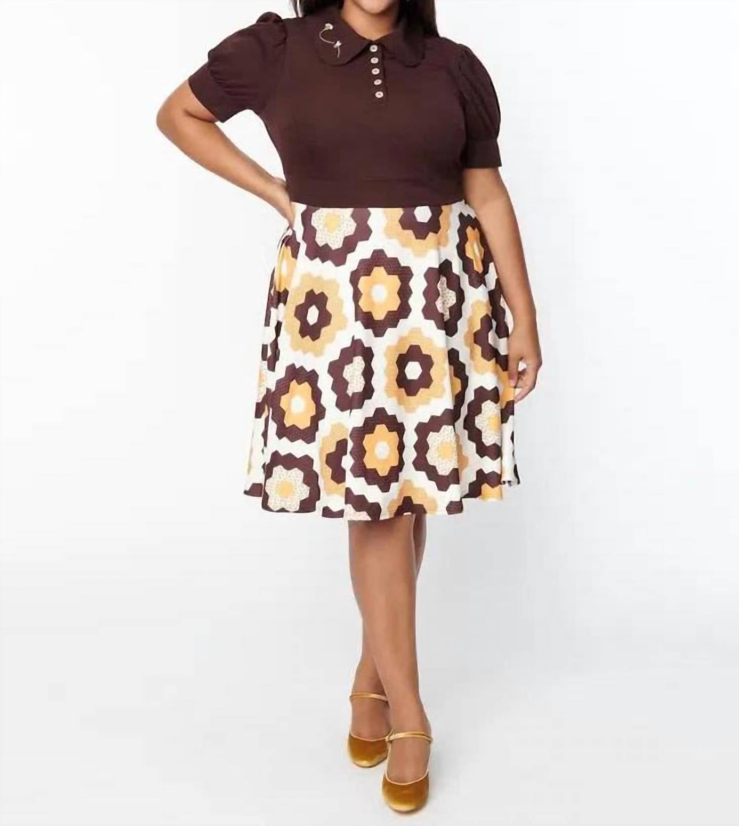 Unique Vintage - Honey Comb Pattern Flare Dress