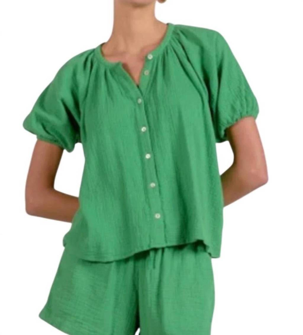 Elan - Short Sleeve Gauze Top