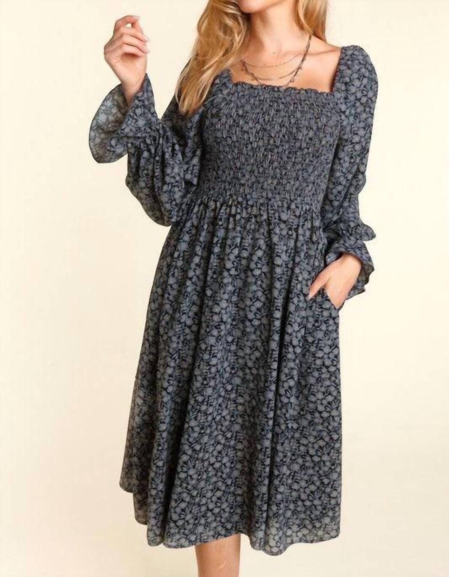 Haptics - Ditzy Flower Fit And Flare Babydoll Dress
