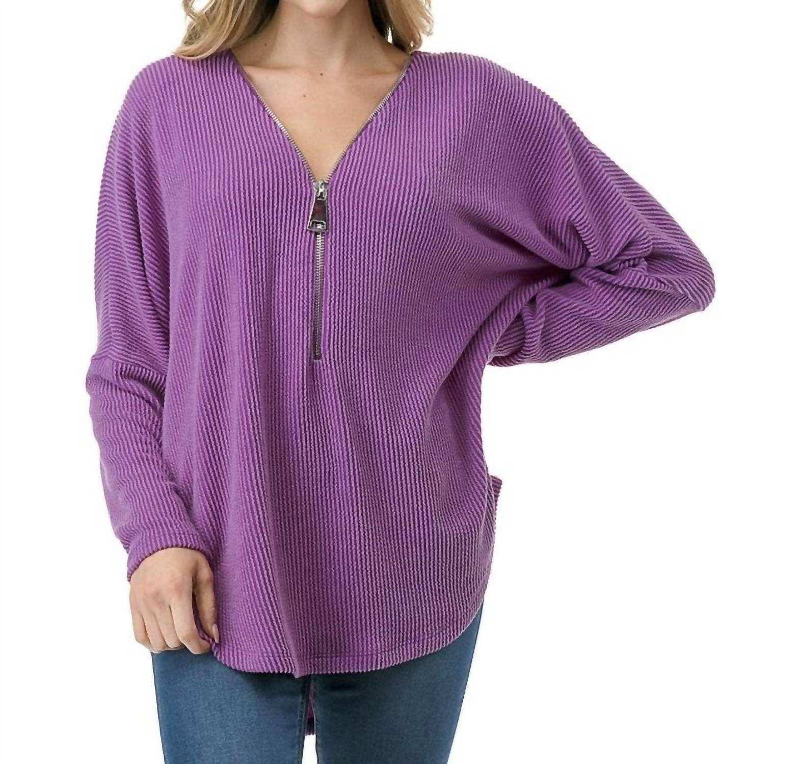 Ariella - Dolman Sleeve Zipper Top