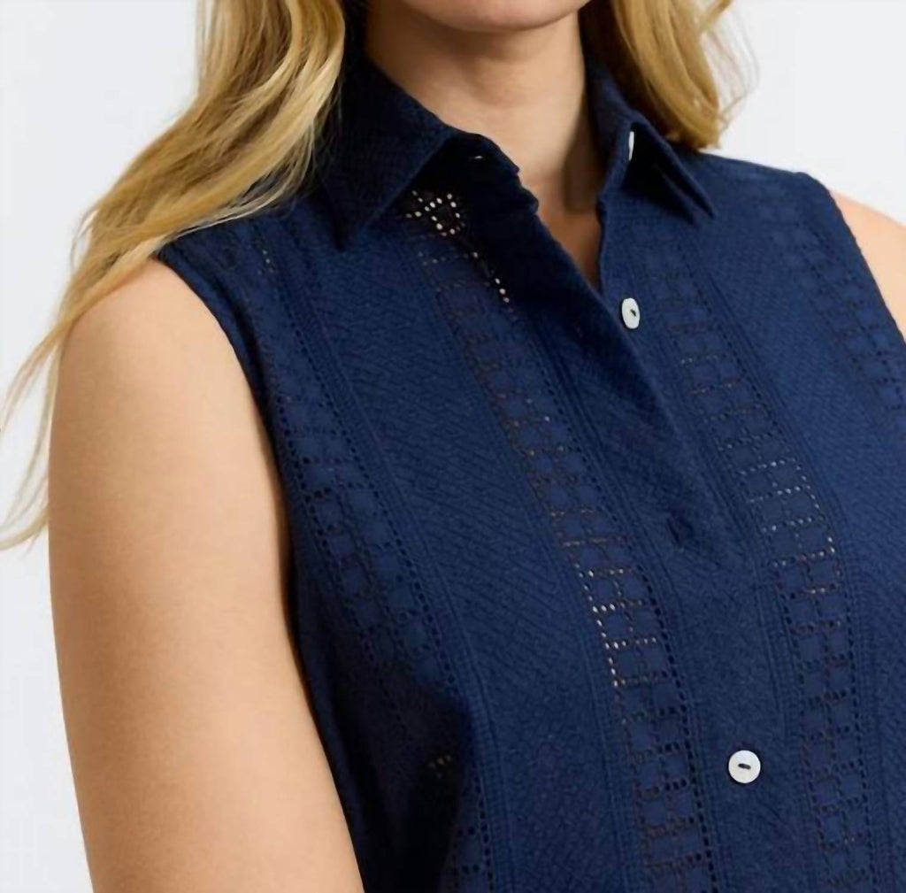 Foxcroft - ADA Cotton Eyelet Sleeveless Shirt