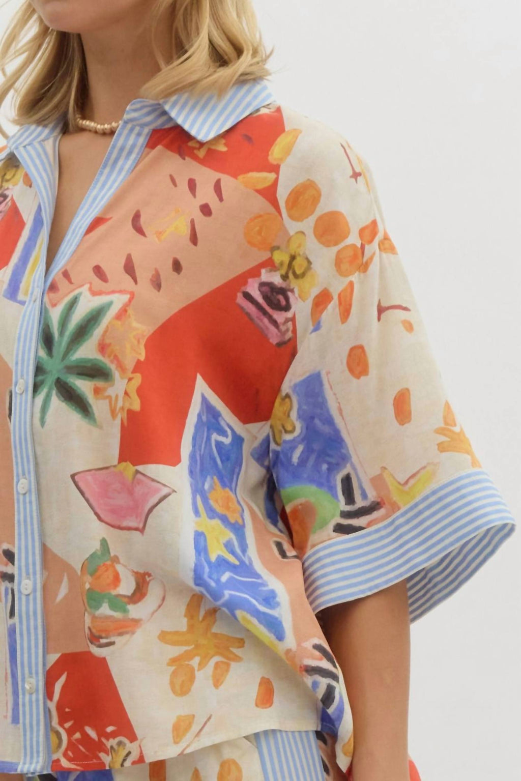 Entro - Valentina Button Front Top Top