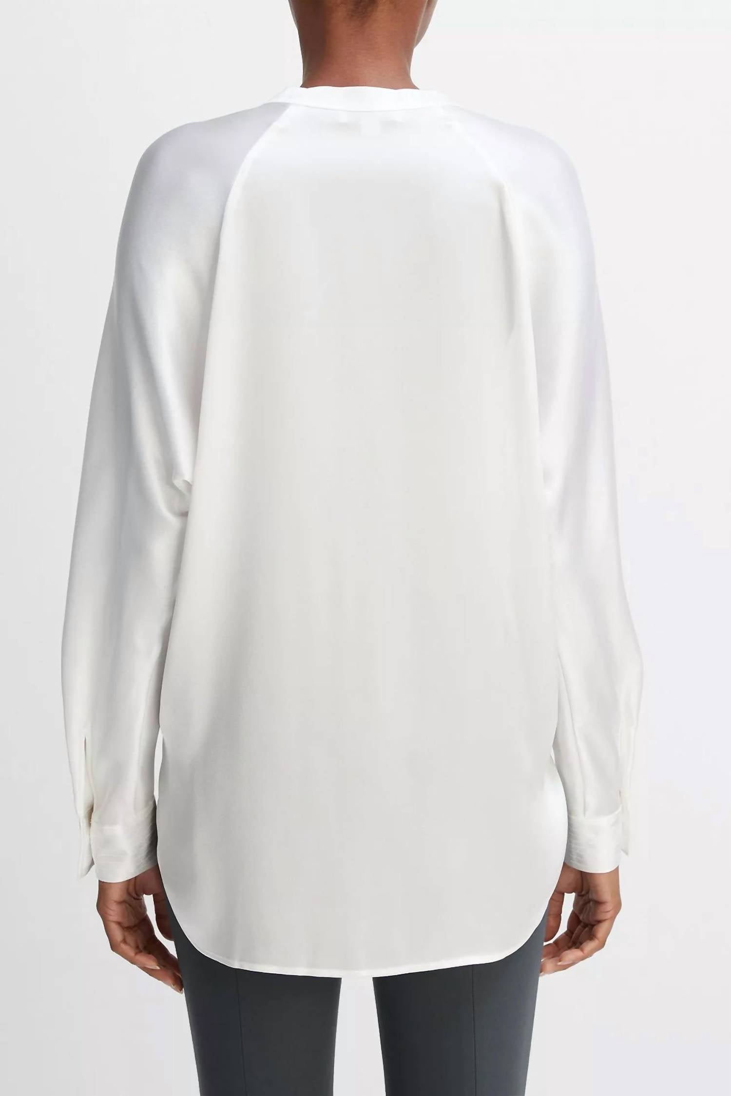 Vince - Silk Satin Band Collar Blouse
