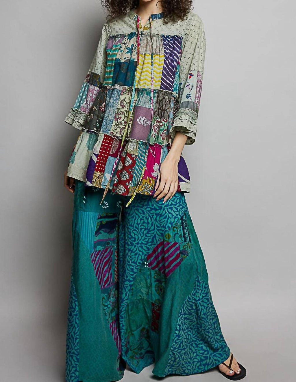 Pol - One Of A Kind Patch Work Tunic Top